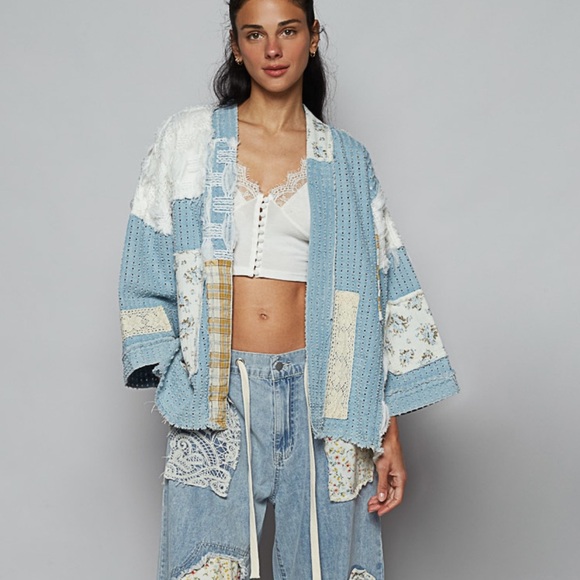 # 274 POL. 🩵 Patchwork Kimono Cardigan - Picture 2 of 5